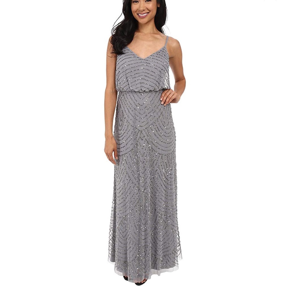 Adrianna Papell Embellished Gown silver/grey